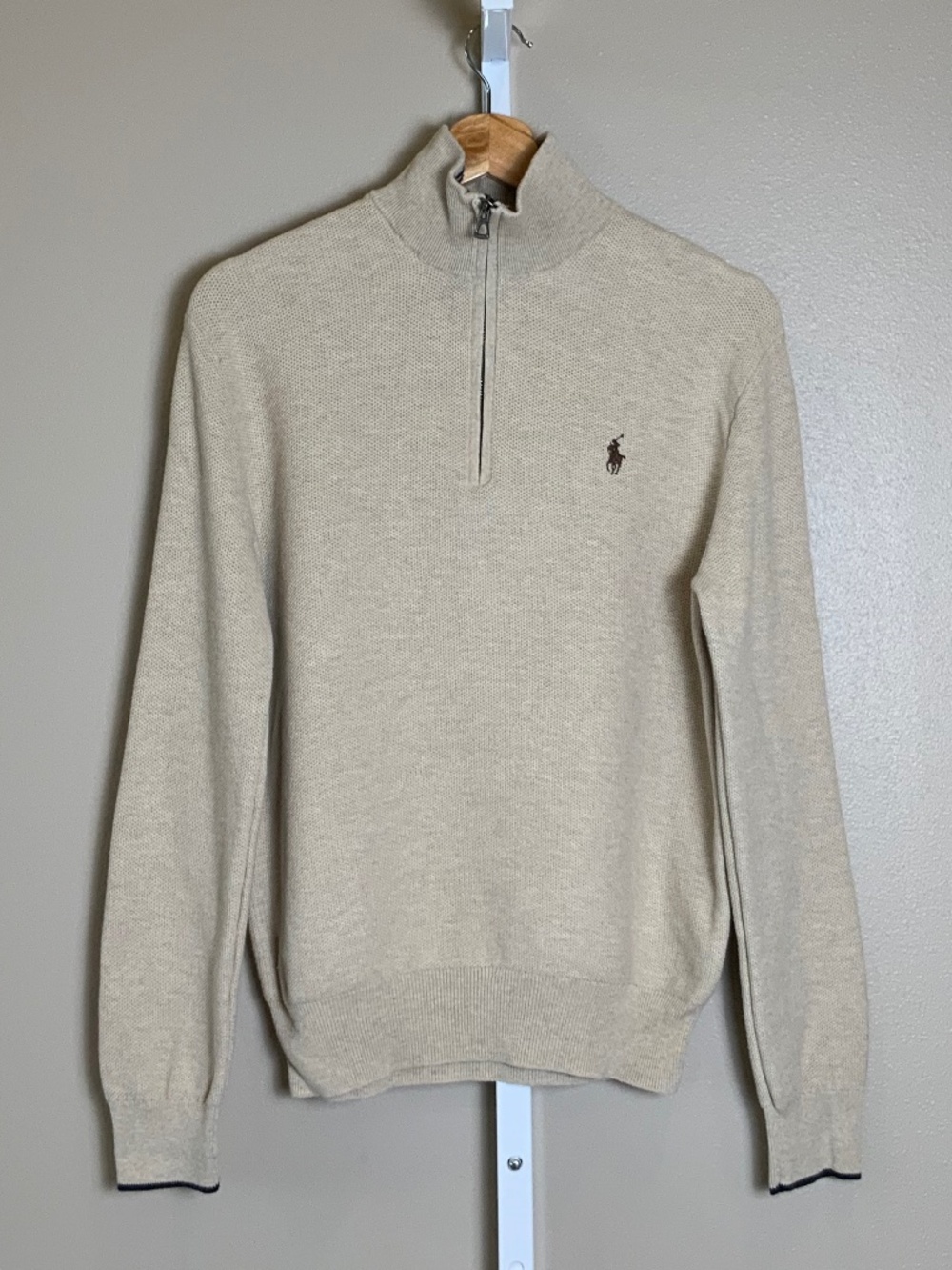 POLO Ralph Lauren Textured Mesh-Knit Pima Cotton Quarter-Zip Sweater